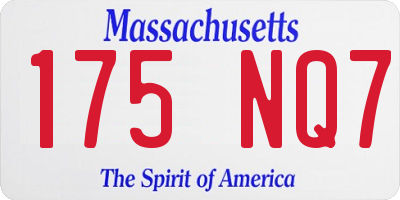 MA license plate 175NQ7