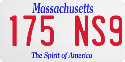 MA license plate 175NS9