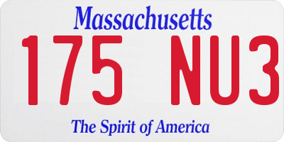 MA license plate 175NU3
