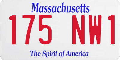 MA license plate 175NW1