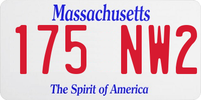 MA license plate 175NW2