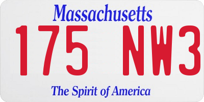 MA license plate 175NW3