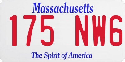 MA license plate 175NW6