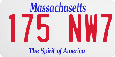 MA license plate 175NW7