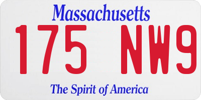 MA license plate 175NW9