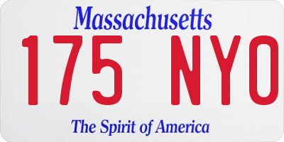 MA license plate 175NY0