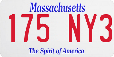 MA license plate 175NY3