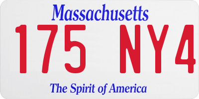 MA license plate 175NY4