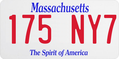 MA license plate 175NY7