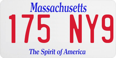 MA license plate 175NY9