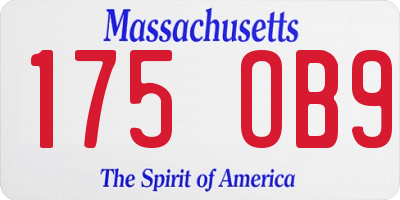 MA license plate 175OB9