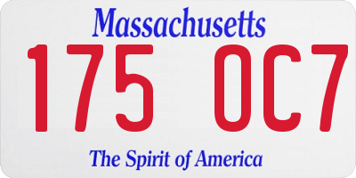 MA license plate 175OC7
