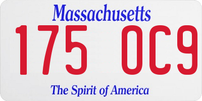 MA license plate 175OC9