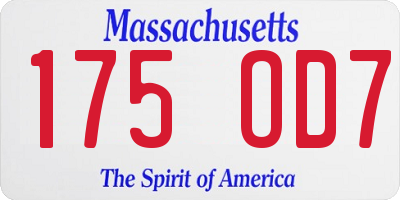 MA license plate 175OD7