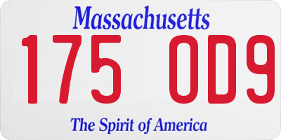 MA license plate 175OD9