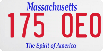 MA license plate 175OE0