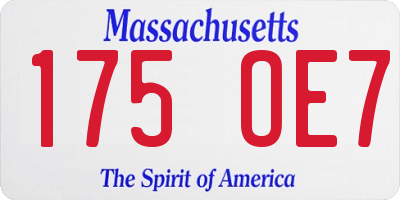 MA license plate 175OE7