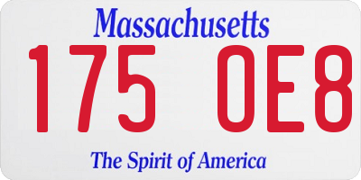 MA license plate 175OE8