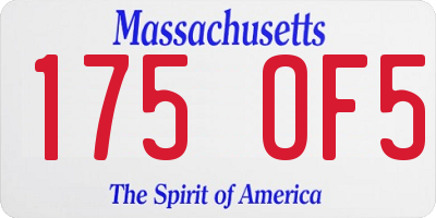 MA license plate 175OF5