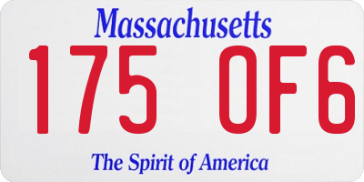 MA license plate 175OF6