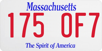MA license plate 175OF7