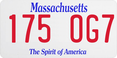 MA license plate 175OG7
