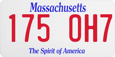 MA license plate 175OH7