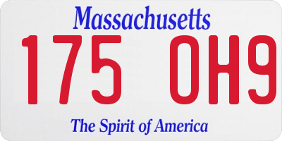 MA license plate 175OH9