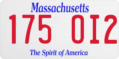 MA license plate 175OI2