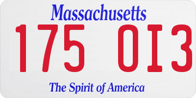 MA license plate 175OI3