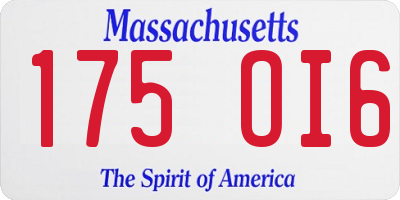 MA license plate 175OI6