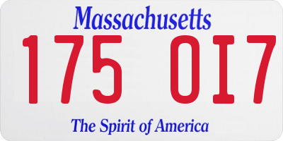 MA license plate 175OI7