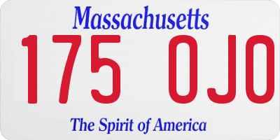MA license plate 175OJ0