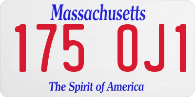 MA license plate 175OJ1