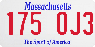MA license plate 175OJ3