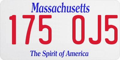MA license plate 175OJ5