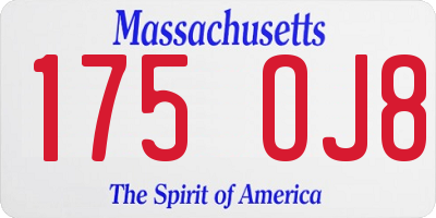 MA license plate 175OJ8