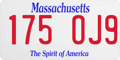 MA license plate 175OJ9