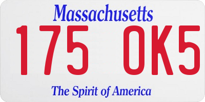 MA license plate 175OK5
