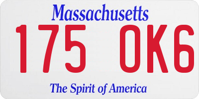 MA license plate 175OK6
