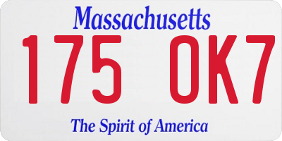 MA license plate 175OK7