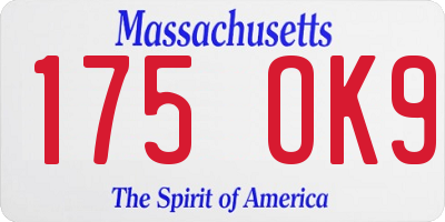 MA license plate 175OK9