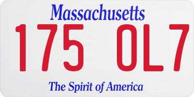 MA license plate 175OL7