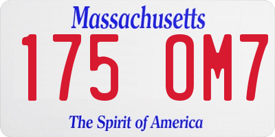 MA license plate 175OM7