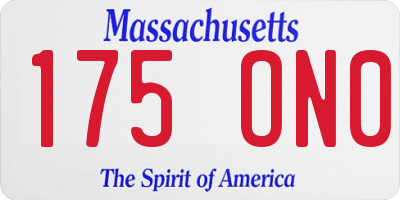 MA license plate 175ON0