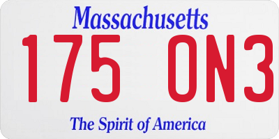 MA license plate 175ON3