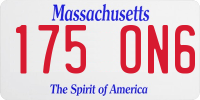 MA license plate 175ON6