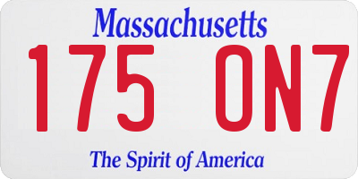 MA license plate 175ON7