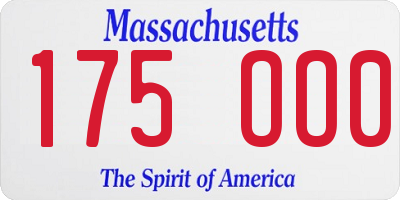 MA license plate 175OO0