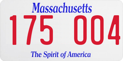 MA license plate 175OO4